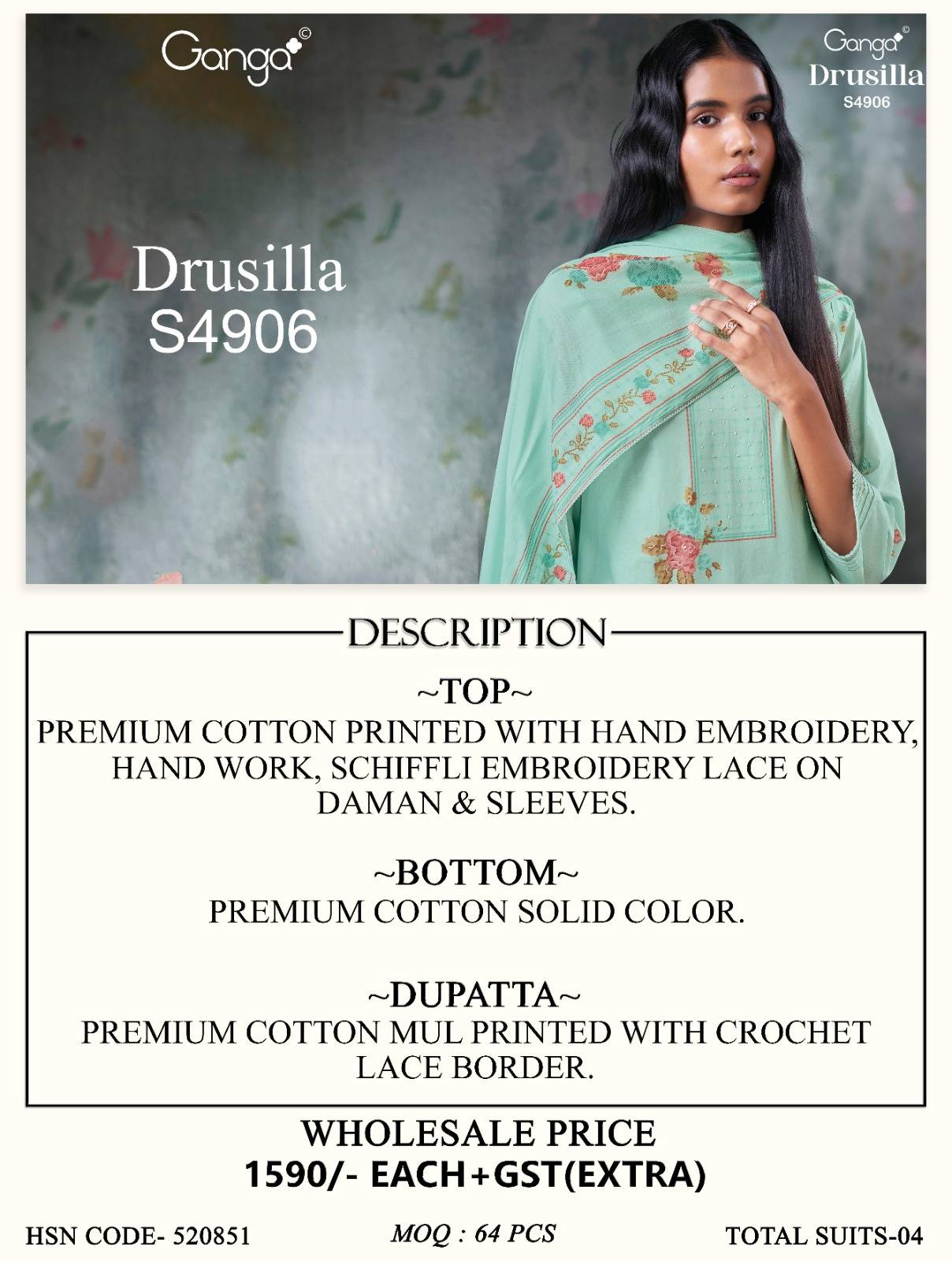 DRUSILLA 4906 By Ganga Fashion Stylish Beautiful Colourful Silk Dresses At Wholesale Price